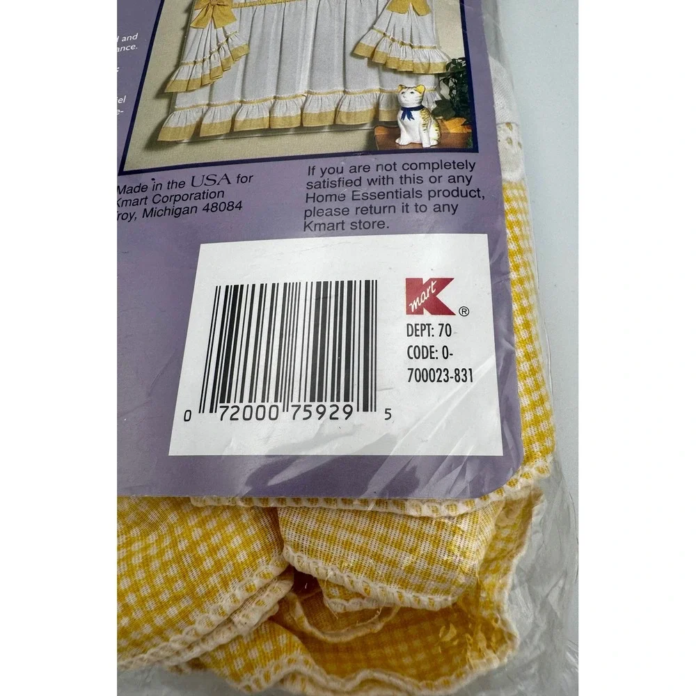 Vtg Home Essentials Yellow Check Ashley M-Valance 60x13 Cottagecore Farmhouse
